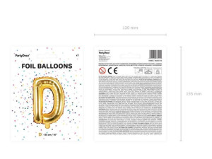 balon foliowy litera "d" - 35 cm - złoty