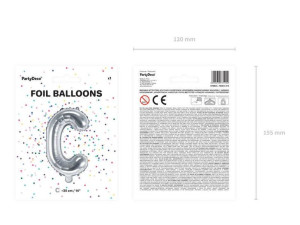 balon foliowy litera "c" - 35 cm - srebrny