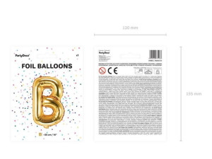 balon foliowy litera "b" - 35 cm - złoty