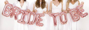 balon foliowy bride to be - 340 x 35 cm - różowe złoto