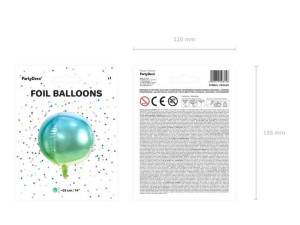 balon foliowy kula ombre - 35 cm - niebiesko-zielony