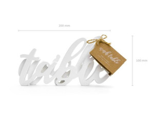 drewniany napis wish table - 40 x 10 cm - biały