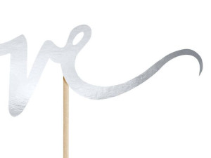 topper na tort love - 17 cm - srebrny