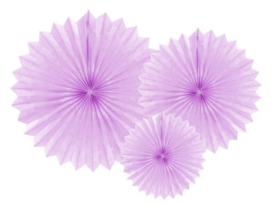 rozety dekoracyjne - 20 - 40 cm - lawenda - 3 szt.