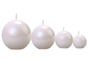 świeca metalizowana kula - 8 cm - perła - 1 szt.