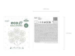 balony eco 33 cm pastelowe - gwiazdki - biały - 6 szt