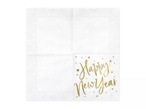 serwetki happy new year - białe - 33 x 33 cm - 20 szt