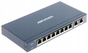 SWITCH PoE 8+2 do kamer IP HIKVISION 60W 2x Uplink