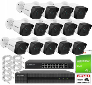 Zestaw kamer Hikvision IP Zewnętrzny 4Mpx NVR POE