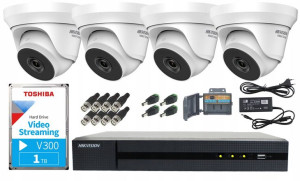 Zestaw Monitoringu 4 Kamery Ir40 Hdtvi 1tb Toshiba