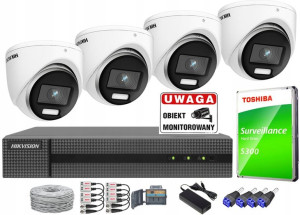 Zestaw Monitoringu 4 Kamery Zewnętrzne ColorVu LED