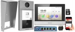 Wideodomofon Wifi Domofon Ip 7' Hikvision + Daszek