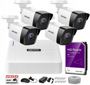 Zestaw monitoringu 4 Kamery POE Hikvision 4Mpx IP