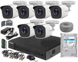 Zestaw Monitoringu Hd 6 Kamer Skrętka Zewnętrzny