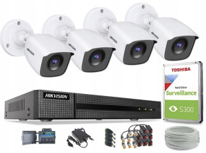 ZESTAW KAMER Hikvision 4x HD Zewnętrzny zestaw TVI