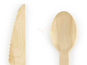 Sztućce Drewniane - Serca - Różowe - 16 Cm - 18 Szt.