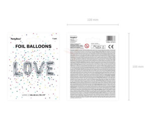 Balon Foliowy Love - 140X35 Cm - Srebrny