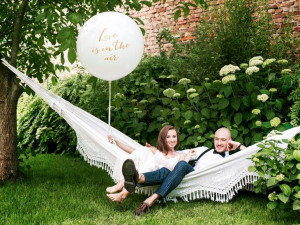 Balon 1 M - Love Is In The Air - Biały - Złoty Napis