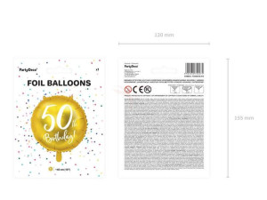 Balon Foliowy 50Th Birthday - 50 Urodziny - Złoty - 45 Cm