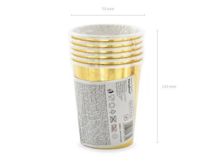 Kubeczki 30Th Birthday - 30 Urodziny - Złoty - 220Ml - 6 Szt.