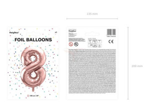 Balon Foliowy Cyfra "8" Osiem - 86 Cm - Różowe Złoto