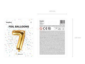 Balon Foliowy Cyfra "7" Siedem - 35 Cm - Złoty