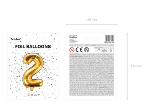 Balon Foliowy Cyfra "2" Dwa - 35 Cm - Złoty