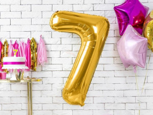 Balon Foliowy Cyfra "7" Siedem - 86 Cm - Złoty