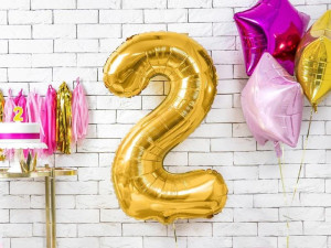 Balon Foliowy Cyfra "2" Dwa - 86 Cm - Złoty