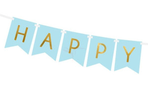 Baner Happy Birthday - Jasny Niebieski - 15 X 175 Cm