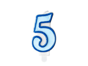Świeczka Urodzinowa Cyferka 5 - Pięć - Niebieska - 7 Cm