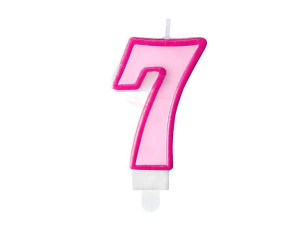 Świeczka Urodzinowa Cyferka 7 - Siedem - Różowa - 7 Cm