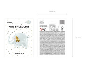 Balon Foliowy Słoń - 61 X 46 Cm - Biały