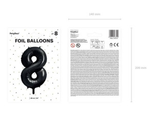 Balon Foliowy Cyfra "8" Osiem - 86 Cm - Czarny
