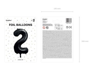 Balon Foliowy Cyfra "2" Dwa - 86 Cm - Czarny