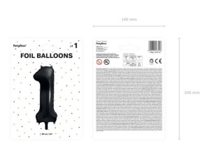 Balon Foliowy Cyfra "1" Jeden - 86 Cm - Czarny