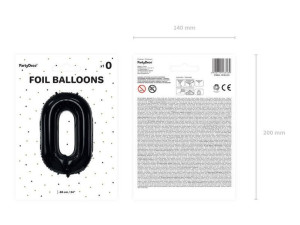 Balon Foliowy Cyfra "0" Zero - 86 Cm - Czarny