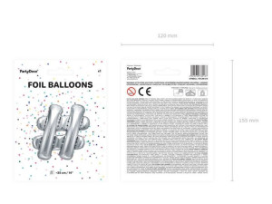 Balon Foliowy # - Hasztag - 35 Cm - Srebrny