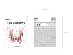 Balon Foliowy Litera "W" - 35 Cm - Różowe Złoto