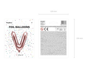 Balon Foliowy Litera "V" - 35 Cm - Różowe Złoto