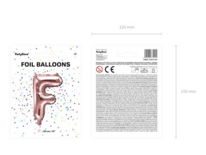 Balon Foliowy Litera "F" - 35 Cm - Różowe Złoto