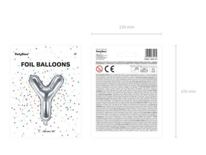Balon Foliowy Litera "Y" - 35 Cm - Srebrny