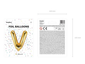 Balon Foliowy Litera "V" - 35 Cm - Złoty