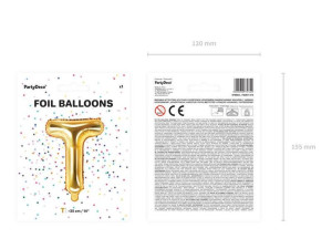 Balon Foliowy Litera "T" - 35 Cm - Złoty
