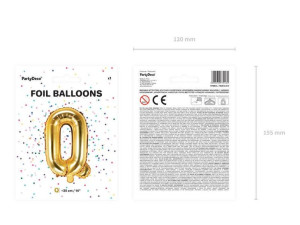 Balon Foliowy Litera "Q" - 35 Cm - Złoty