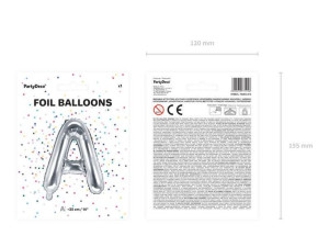 Balon Foliowy Litera "A" - 35 Cm - Srebrny