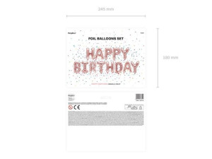 Balon Foliowy Happy Birthday - 340 X 35 Cm - Różowe Złoto