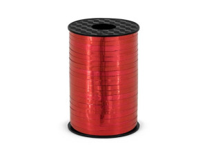 Wstążka Plastikowa - Czerwona Metalizowana - 5Mm/225M