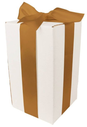 Ozdobne Duże Białe Pudełko - Z Tasiemką - 250X150X150Mm - Jasnozłoty