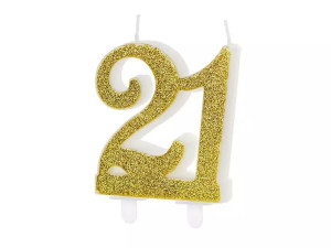 Świeczka Urodzinowa liczba 21 - Złota - 7,5 cm